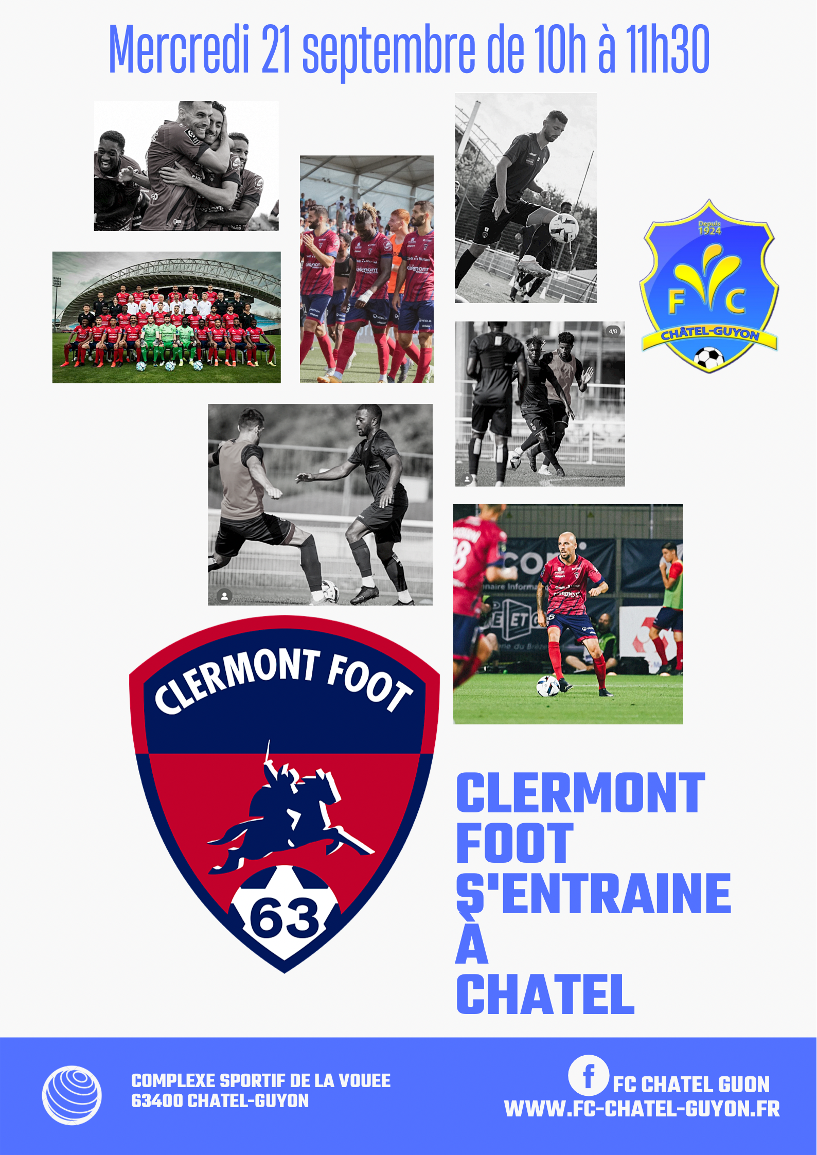 Lire la suite à propos de l’article Événement : Le Clermont Foot va venir s’entrainer au stade de la Vouée à Chatel – Guyon !